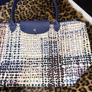 Longchamp Navy and Patterned Tote